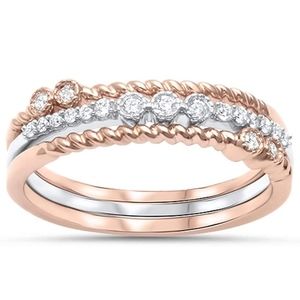 .15ct G SI 14kt Rose & White Gold Diamond Stack